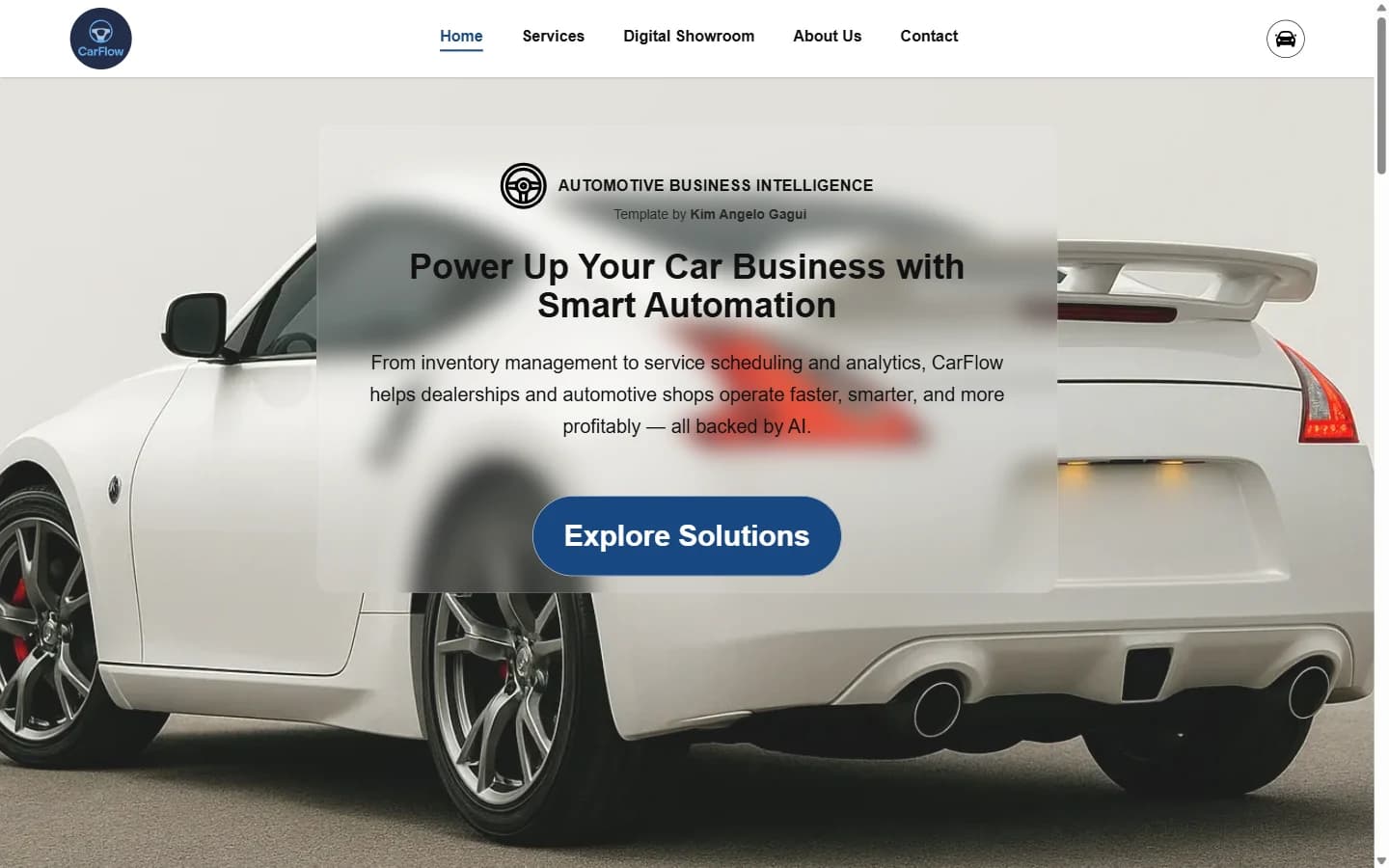 CarFlow Frontend homepage and navigation