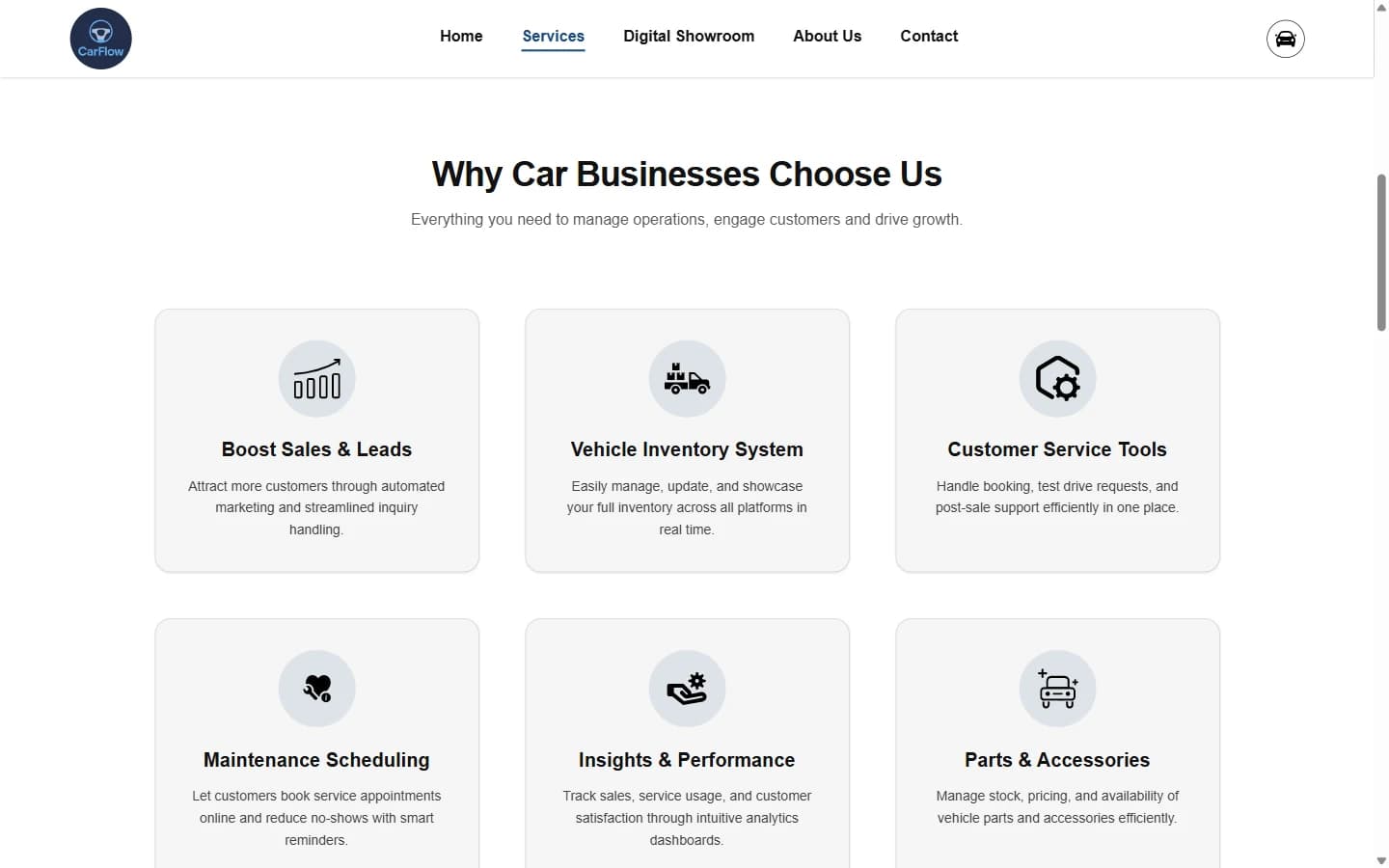 CarFlow Frontend: A consistent layout for dealership service information.