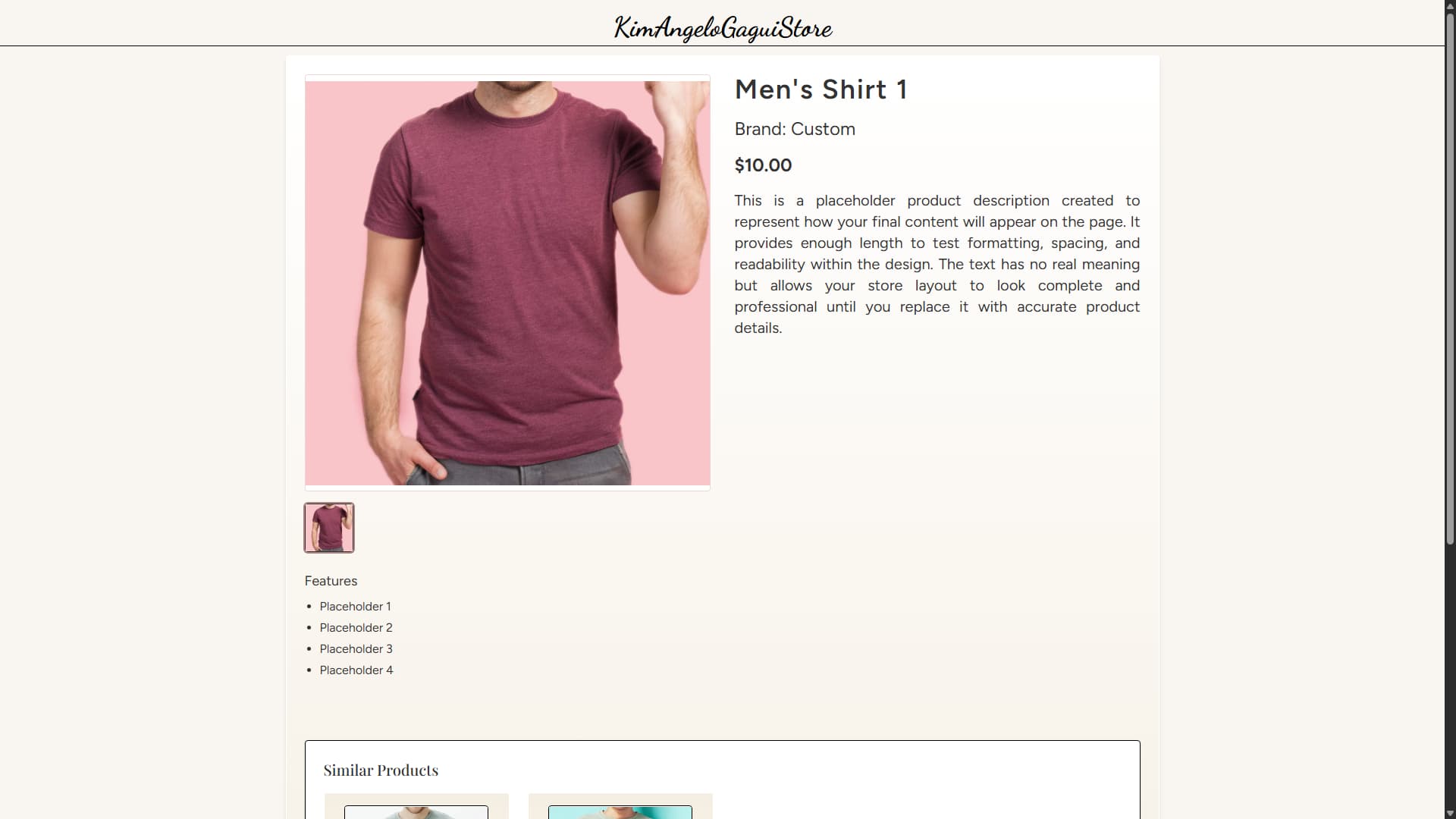 E-commerce Store & Admin: Product Info