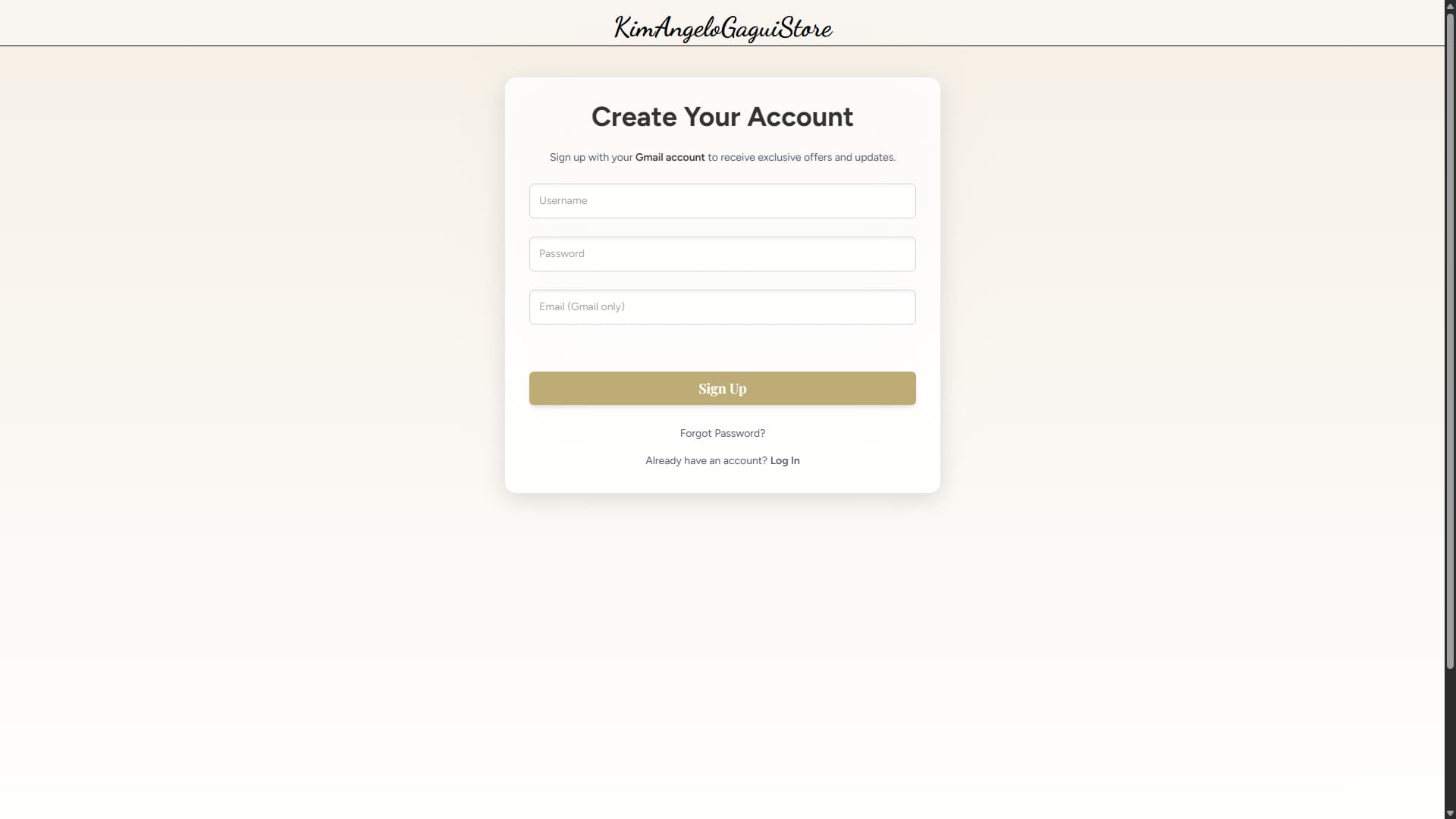 E-commerce Store & Admin: Sign Up