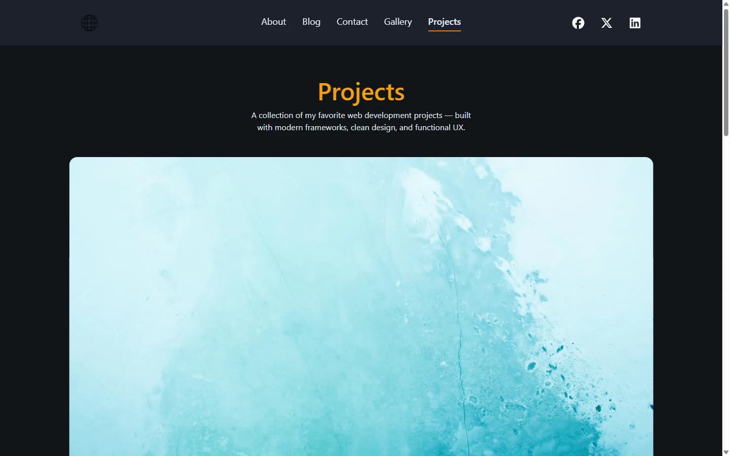 React Portfolio Template: The project archive presents work previews in a responsive grid.